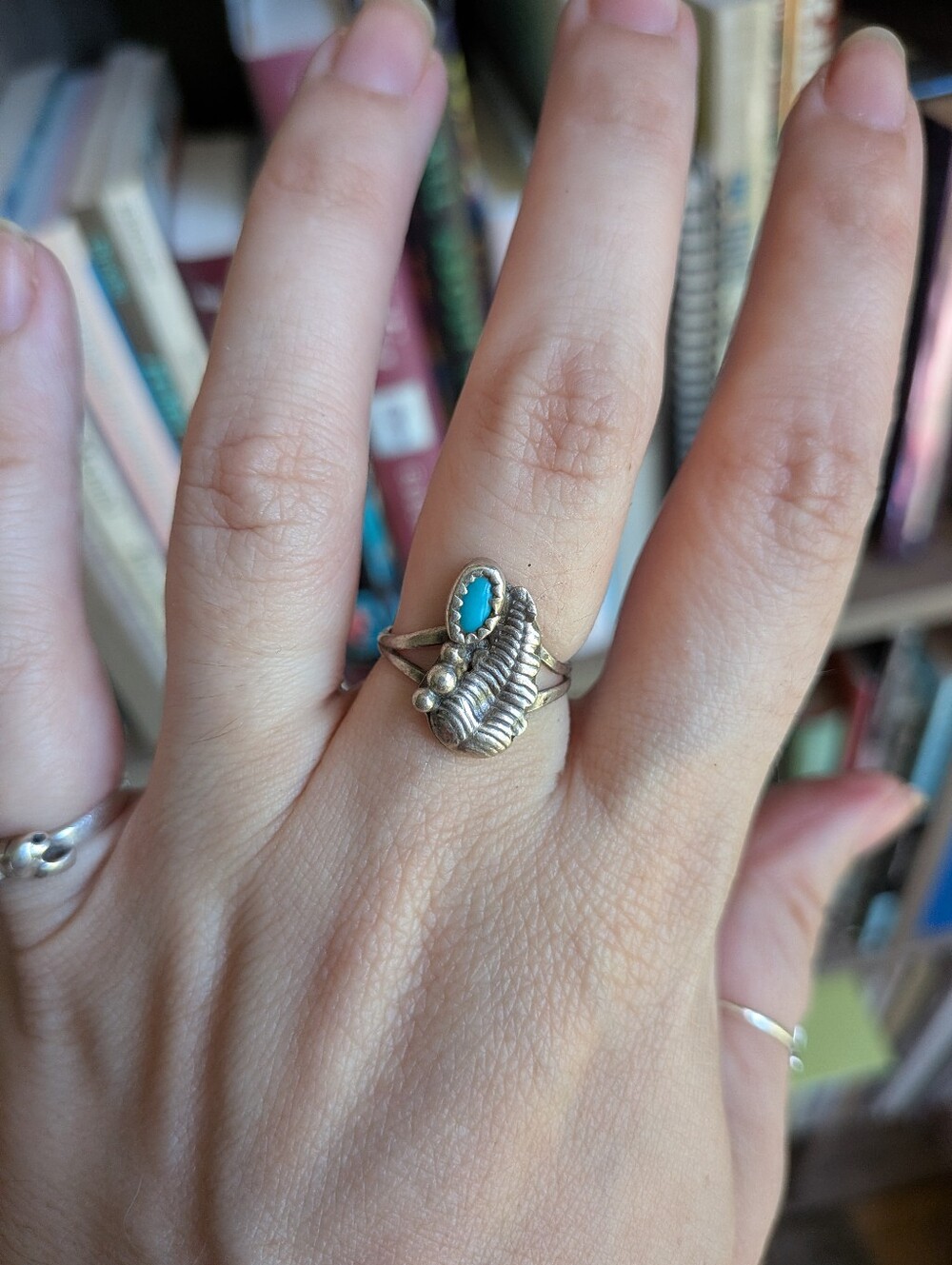 Vintage Sterling Silver Turquoise Native Style Ring Sz 6